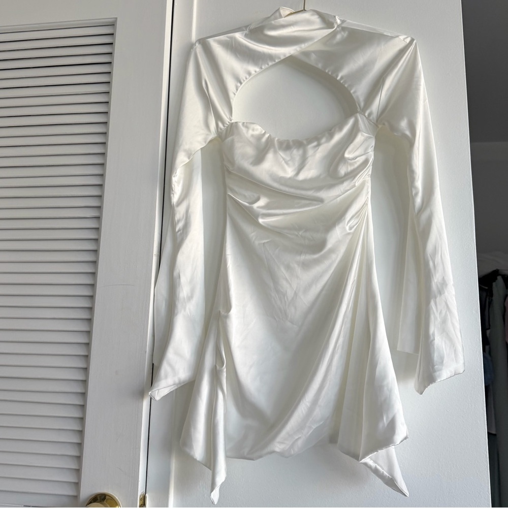 Elegant White Satin Dress